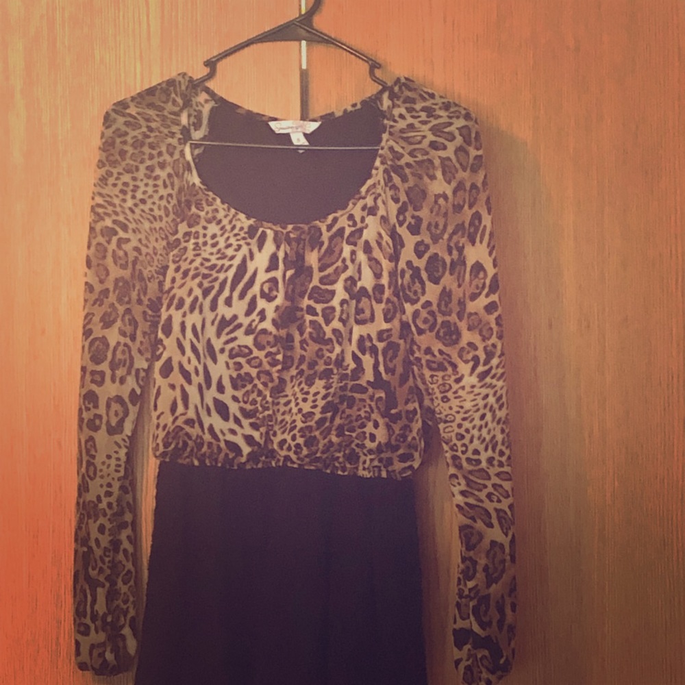 Leopard/black mini dress